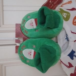 2 ITEMS Guitar One piece sleeper 6 month & Christmas Slippers